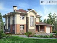 N-216-1K проект двухэтажного дома из кирпича с гаражом размером 14 на 18 