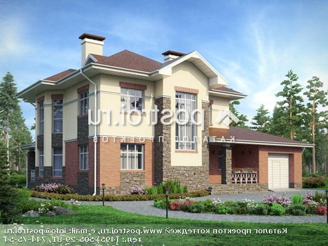 N-216-1K проект двухэтажного дома из кирпича с гаражом размером 14 на 18 