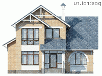 N-218-2K проект двухэтажного дома из кирпича размером 13 на 11  - вид спереди