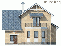 N-218-2K проект двухэтажного дома из кирпича размером 13 на 11  - вид сзади