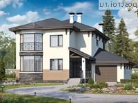 N-227-1P проект двухэтажного коттеджа из газобетона с гаражом размером 14 на 13 