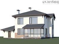 N-227-1P проект двухэтажного коттеджа из газобетона с гаражом размером 14 на 13 