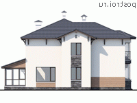 N-227-1P проект двухэтажного коттеджа из газобетона с гаражом размером 14 на 13  - вид справа