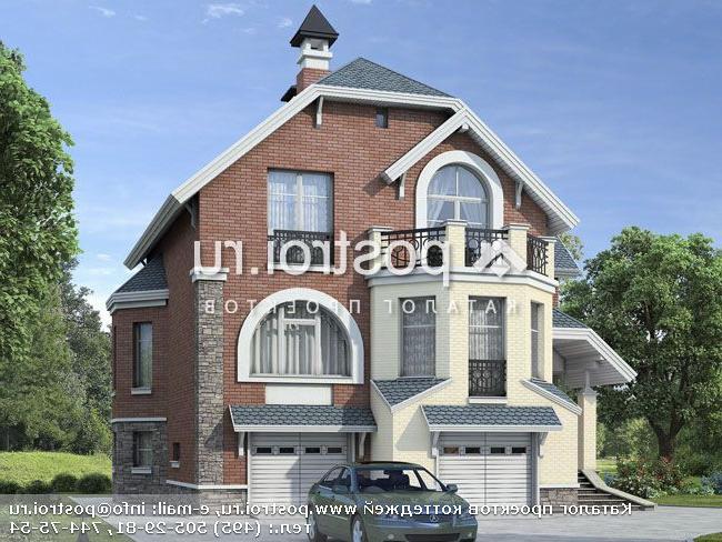 N-230-1P проект двухэтажного дома из газобетона с цоколем и гаражом размером 11 на 11 