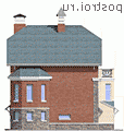 N-230-1P проект двухэтажного дома из газобетона с цоколем и гаражом размером 11 на 11  - вид справа