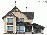 N-233-1P проект двухэтажного дома из газобетона с гаражом размером 16 на 16  - вид спереди