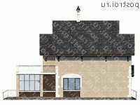 N-233-1P проект двухэтажного дома из газобетона с гаражом размером 16 на 16  - вид слева