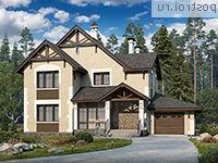 N-233-1P проект двухэтажного дома из газобетона с гаражом размером 16 на 16 