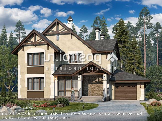 N-233-1P проект двухэтажного дома из газобетона с гаражом размером 16 на 16 