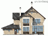 N-233-1P проект двухэтажного дома из газобетона с гаражом размером 16 на 16  - вид сзади