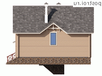 N-239-1D проект двухэтажного деревянного дома из бруса с цоколем и гаражом размером 14 на 12 - вид слева