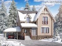 N-239-1D проект двухэтажного деревянного дома из бруса с цоколем и гаражом размером 14 на 12