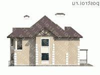 N-241-1P проект двухэтажного коттеджа из пенобетона с мансардой размером 14 на 15  - вид слева