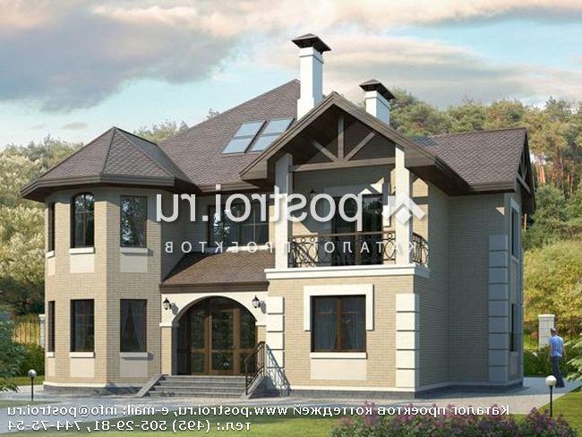 N-241-1P проект двухэтажного коттеджа из пенобетона с мансардой размером 14 на 15 