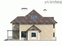 N-241-1P проект двухэтажного коттеджа из пенобетона с мансардой размером 14 на 15  - вид справа