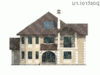 N-241-2P проект двухэтажного дома из пеноблоков с мансардой размером 14 на 15  - вид спереди