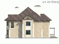 N-241-2P проект двухэтажного дома из пеноблоков с мансардой размером 14 на 15  - вид слева