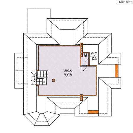 N-241-2P проект двухэтажного дома из пеноблоков с мансардой размером 14 на 15  - мансарда