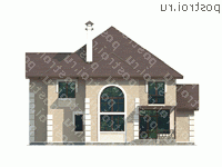 N-241-2P проект двухэтажного дома из пеноблоков с мансардой размером 14 на 15  - вид сзади