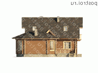 N-246-1D проект двухэтажного деревянного дома из бревна с цоколем и мансардой размером 10 на 18 - вид слева