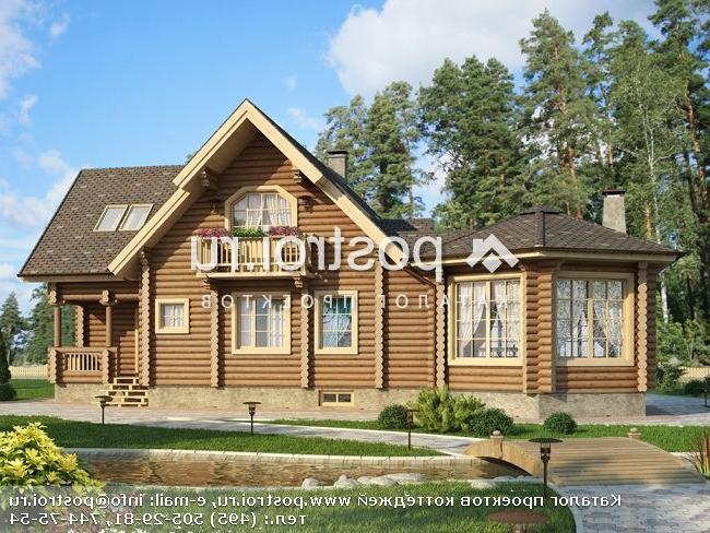 N-246-1D проект двухэтажного деревянного дома из бревна с цоколем и мансардой размером 10 на 18