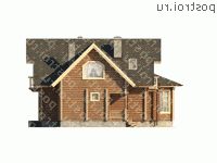 N-246-1D проект двухэтажного деревянного дома из бревна с цоколем и мансардой размером 10 на 18 - вид справа