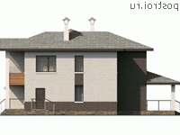 N-250-1P проект двухэтажного коттеджа из пеноблоков размером 14 на 17  - вид слева