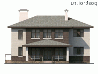 N-250-1P проект двухэтажного коттеджа из пеноблоков размером 14 на 17  - вид сзади