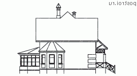 N-253-1P проект двухэтажного дома из газобетона с гаражом размером 10 на 13 - вид справа N-253-1P проект двухэтажного дома из газобетона с гаражом размером 10 на 13 - вид справа