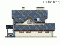 N-259-1P проект одноэтажного коттеджа из пеноблоков с мансардой и гаражом размером 15 на 17 - вид слева