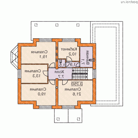 N-259-1P проект одноэтажного коттеджа из пеноблоков с мансардой и гаражом размером 15 на 17 - мансарда