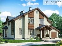 N-259-1P проект одноэтажного коттеджа из пеноблоков с мансардой и гаражом размером 15 на 17