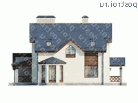 N-259-1P проект одноэтажного коттеджа из пеноблоков с мансардой и гаражом размером 15 на 17 - вид справа