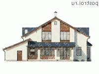 N-259-1P проект одноэтажного коттеджа из пеноблоков с мансардой и гаражом размером 15 на 17 - вид сзади