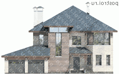 N-260-1P проект двухэтажного дома из пеноблоков с гаражом размером 19 на 17  - вид спереди