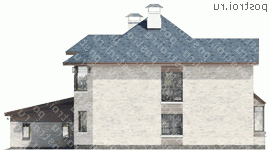 N-260-1P проект двухэтажного дома из пеноблоков с гаражом размером 19 на 17  - вид слева