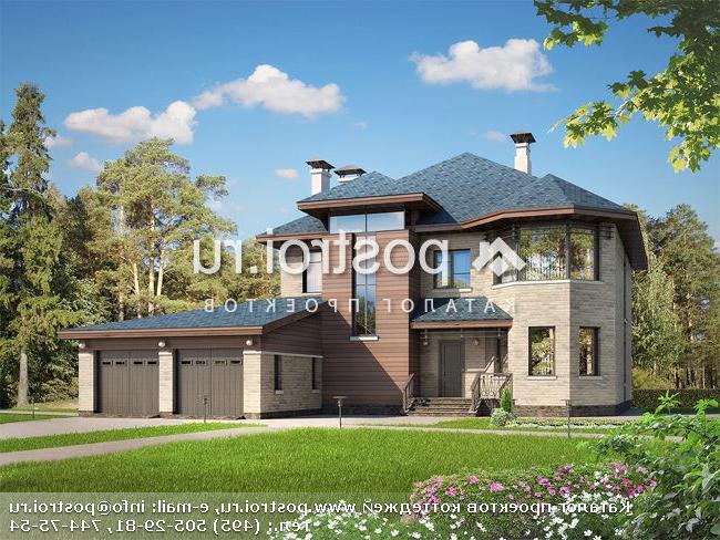 N-260-1P проект двухэтажного дома из пеноблоков с гаражом размером 19 на 17 