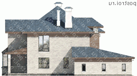 N-260-1P проект двухэтажного дома из пеноблоков с гаражом размером 19 на 17  - вид справа