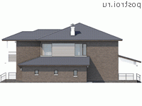N-276-1P проект двухэтажного дома из пеноблоков с гаражом размером 14 на 20  - вид слева