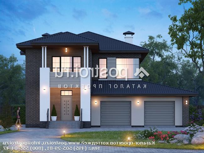 N-276-1P проект двухэтажного дома из пеноблоков с гаражом размером 14 на 20 