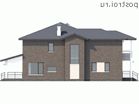 N-276-1P проект двухэтажного дома из пеноблоков с гаражом размером 14 на 20  - вид справа