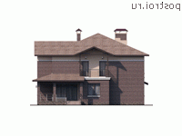 N-310-1P проект двухэтажного дома из пенобетона с гаражом размером 23 на 14  - вид слева