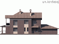 N-310-1P проект двухэтажного дома из пенобетона с гаражом размером 23 на 14  - вид сзади