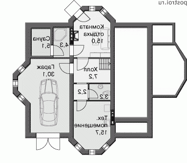N-320-1P проект двухэтажного дома из пенобетона с цоколем и гаражом размером 10 на 14 - цоколь N-320-1P проект двухэтажного дома из пенобетона с цоколем и гаражом размером 10 на 14 - цоколь
