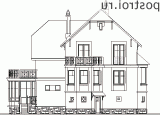 N-320-1P проект двухэтажного дома из пенобетона с цоколем и гаражом размером 10 на 14 - вид сзади N-320-1P проект двухэтажного дома из пенобетона с цоколем и гаражом размером 10 на 14 - вид сзади