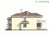 N-334-1K проект двухэтажного дома из кирпича с гаражом размером 19 на 17  - вид слева