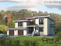 N-334-1K проект двухэтажного дома из кирпича с гаражом размером 19 на 17 