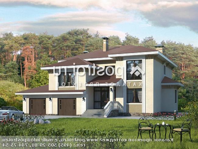 N-334-1K проект двухэтажного дома из кирпича с гаражом размером 19 на 17 