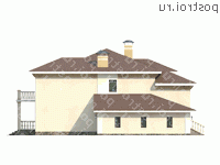 N-334-1K проект двухэтажного дома из кирпича с гаражом размером 19 на 17  - вид справа