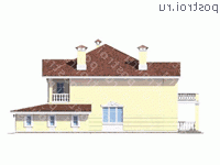 N-340-1K проект двухэтажного дома из кирпича с гаражом размером 22 на 17  - вид слева